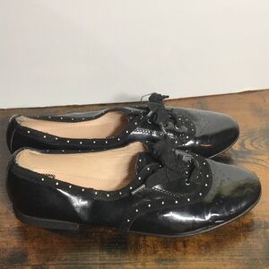 Geox Womens Black Patent Leather Lace up Dance Shoes size 39 US 9
